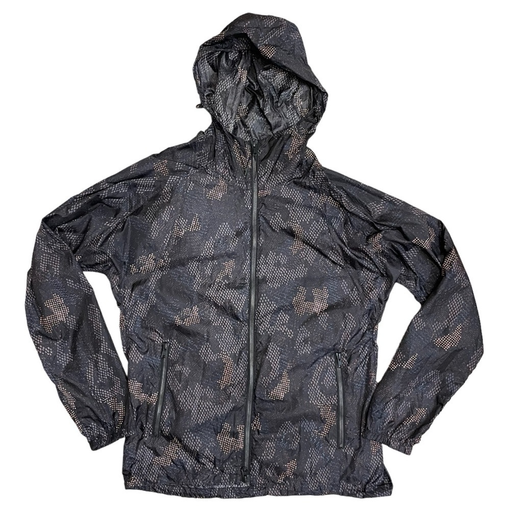 Theory 38 Strikt B Black Digital Camo Print Nylon Windbreaker Jacket